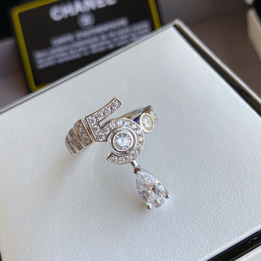 18K Chanel Diamond No.5 Drop Ring