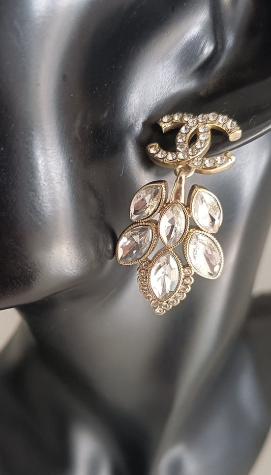 18K Chanel Crystals Pendant Earrings