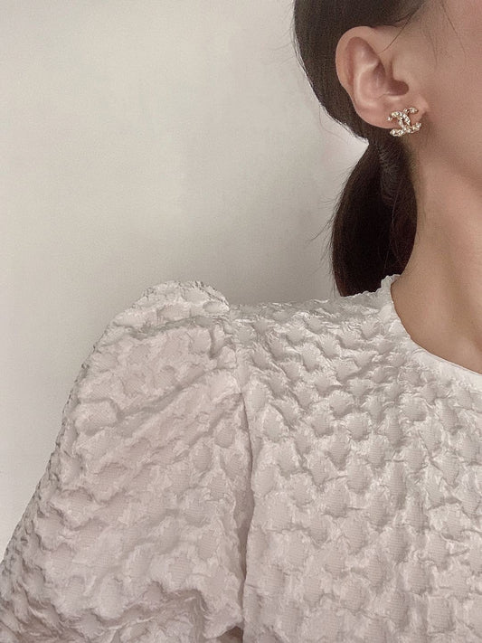 18K Chanel Full Crystals Earrings
