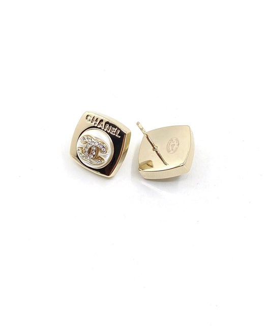 18K Chanel Diamond Square Earrings