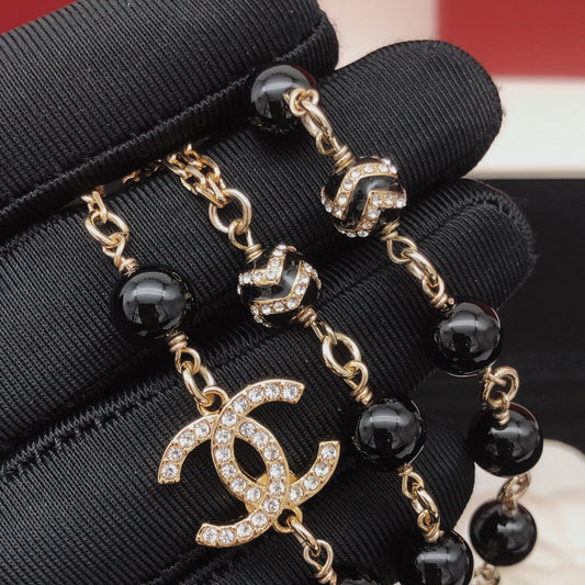 18K Chanel Black Pearls Necklace