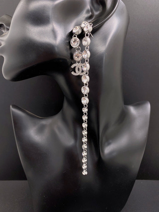 18K Chanel Long Crystal Earrings