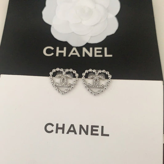 18K Chanel Black Heart Diamond Earrings