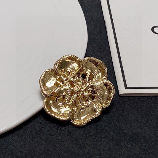 18K Chanel Black Flower Brooch