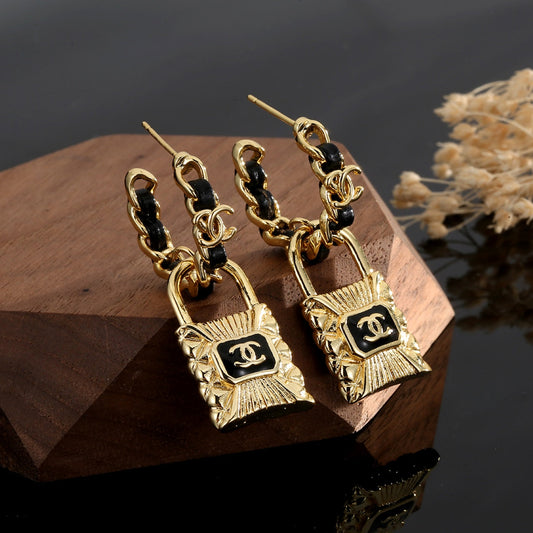 18K Chanel Lock Earrings