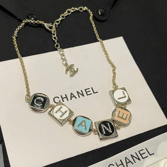 18K Chanel Color Logo Choker Necklace