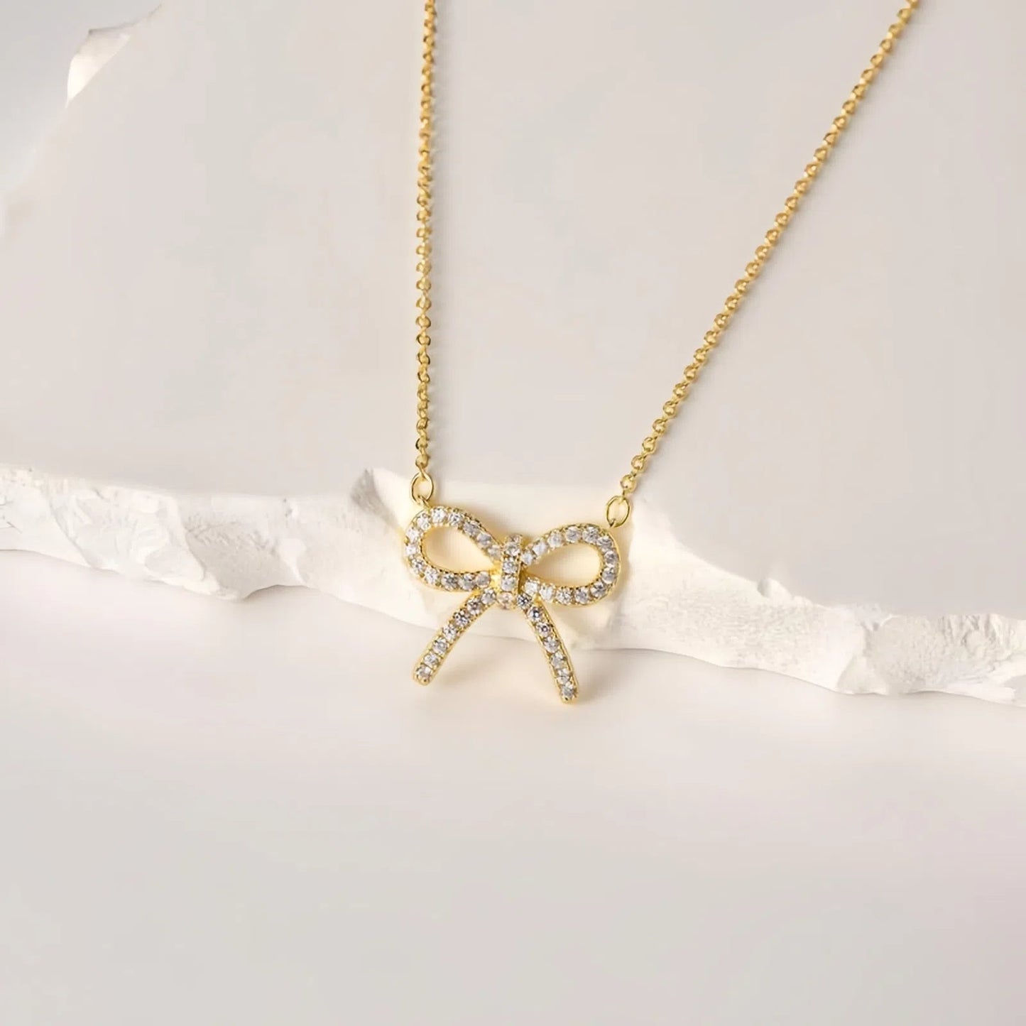 Sparkly Bow Pendant Necklace