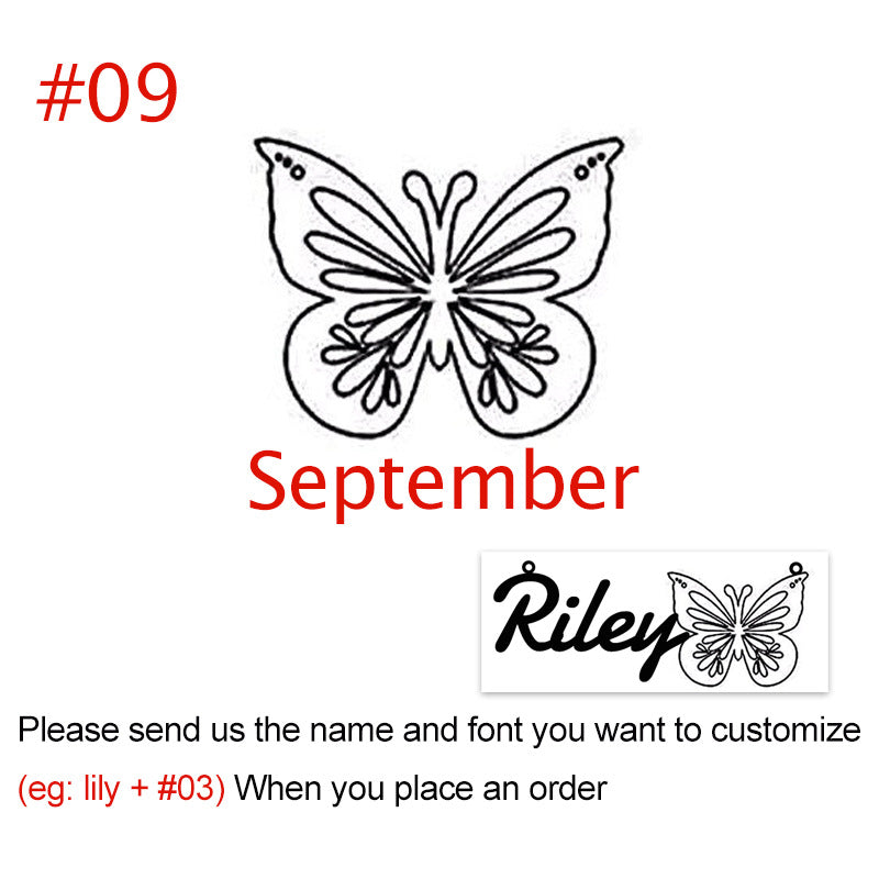 Personalized Name 12-Month Butterfly Necklace