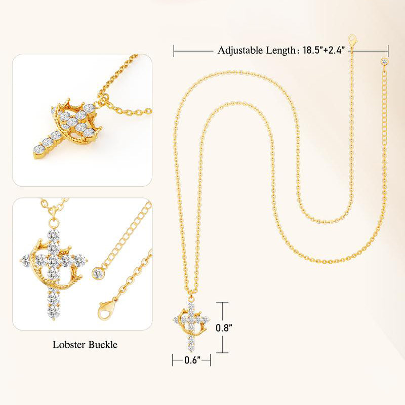 Cross & Crown 12 Birthstone Necklace