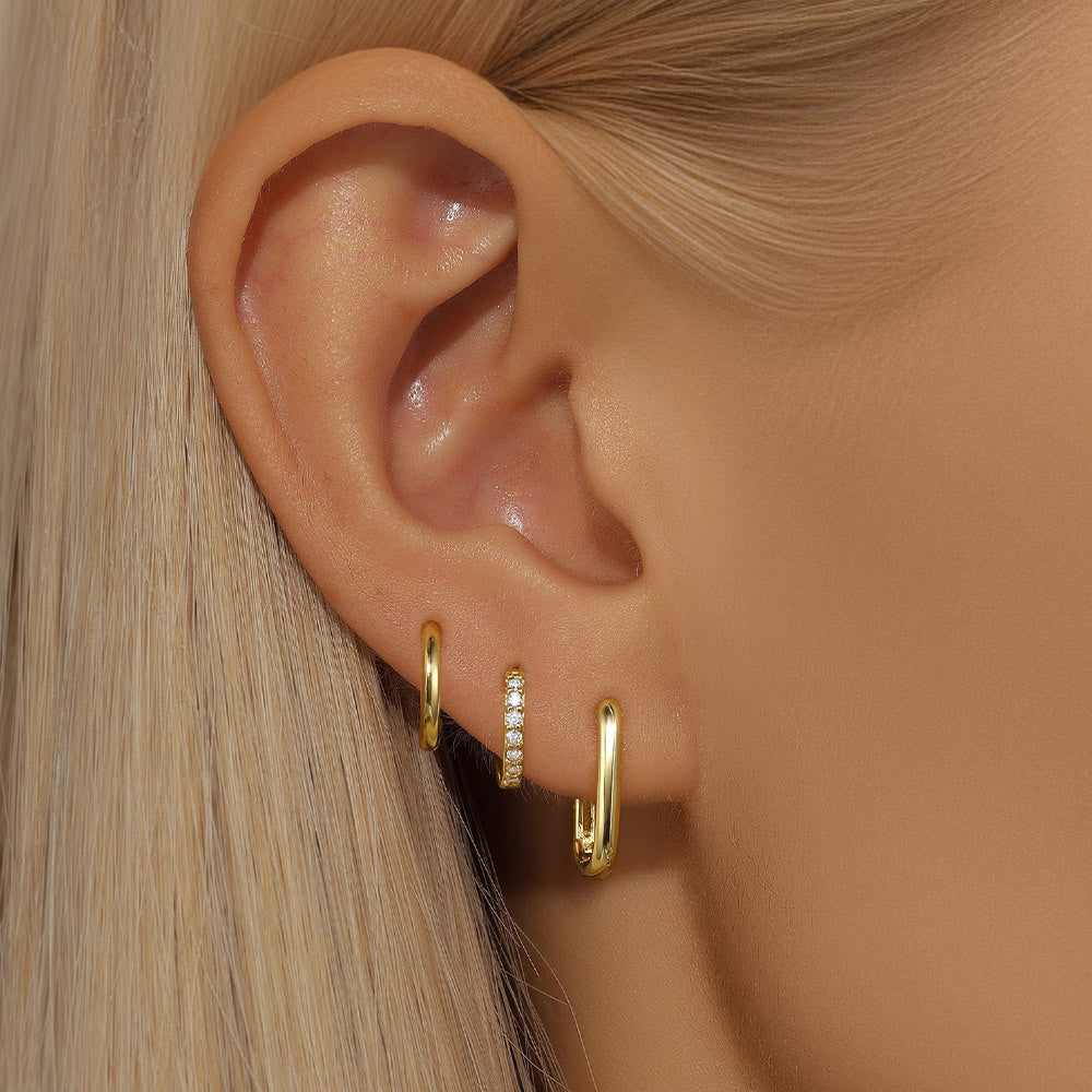 3-Pair Stacking Hoop Earrings Set