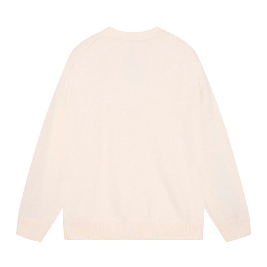 AMRI Cotton V-Neck Bones Cardigan Sweater Apricot