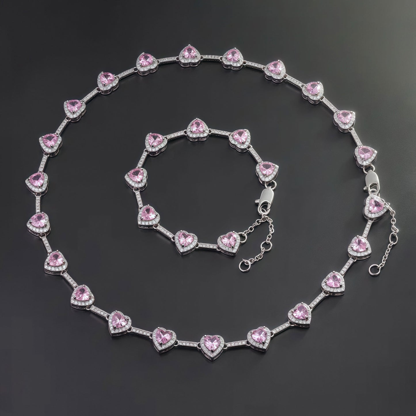 Pink Heart Crystal Zirconia Necklace