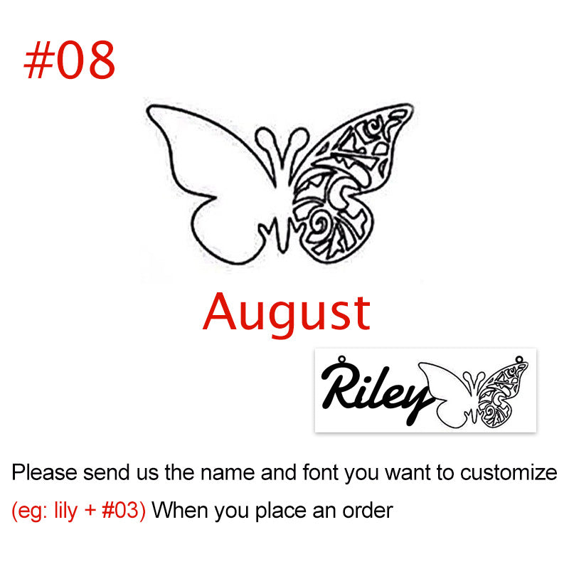 Personalized Name 12-Month Butterfly Necklace