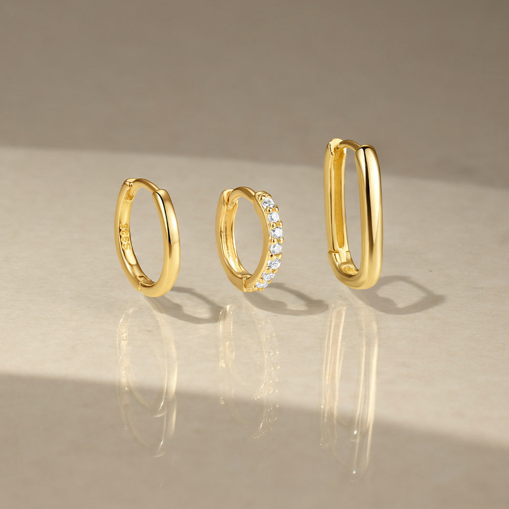 3-Pair Stacking Hoop Earrings Set
