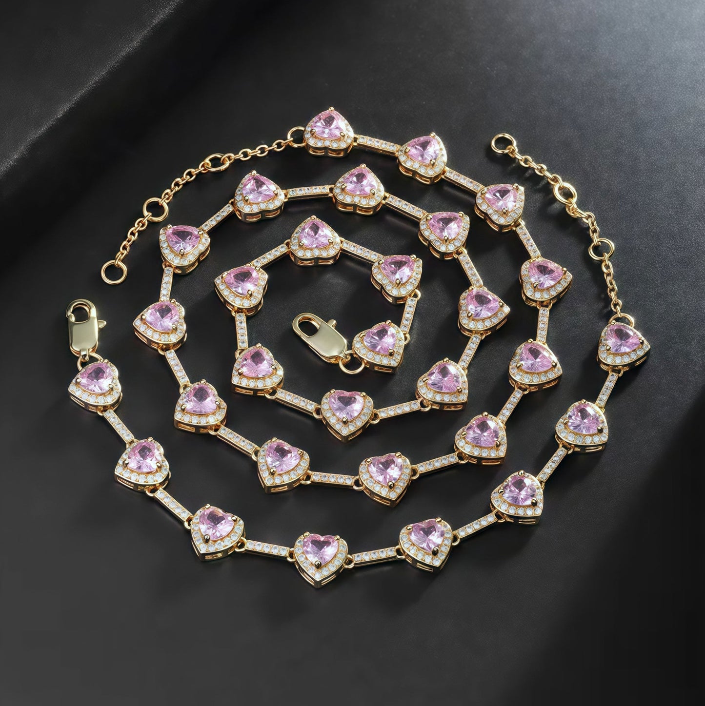 Pink Heart Crystal Zirconia Necklace