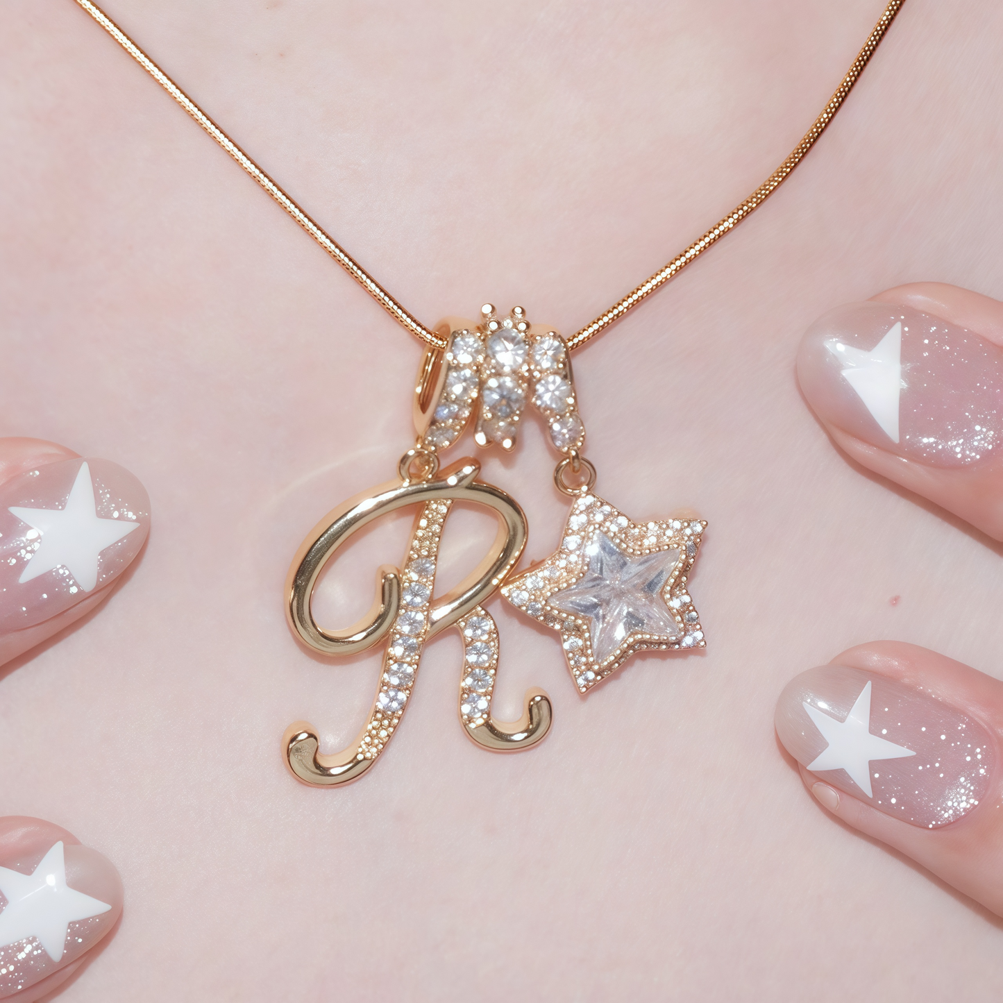 Initial & Star Pendant Necklace ¨C Waterproof & Tarnish-Free