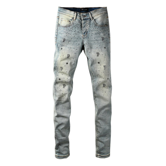 Purple Brand Crystal Diamond Jeans #9127