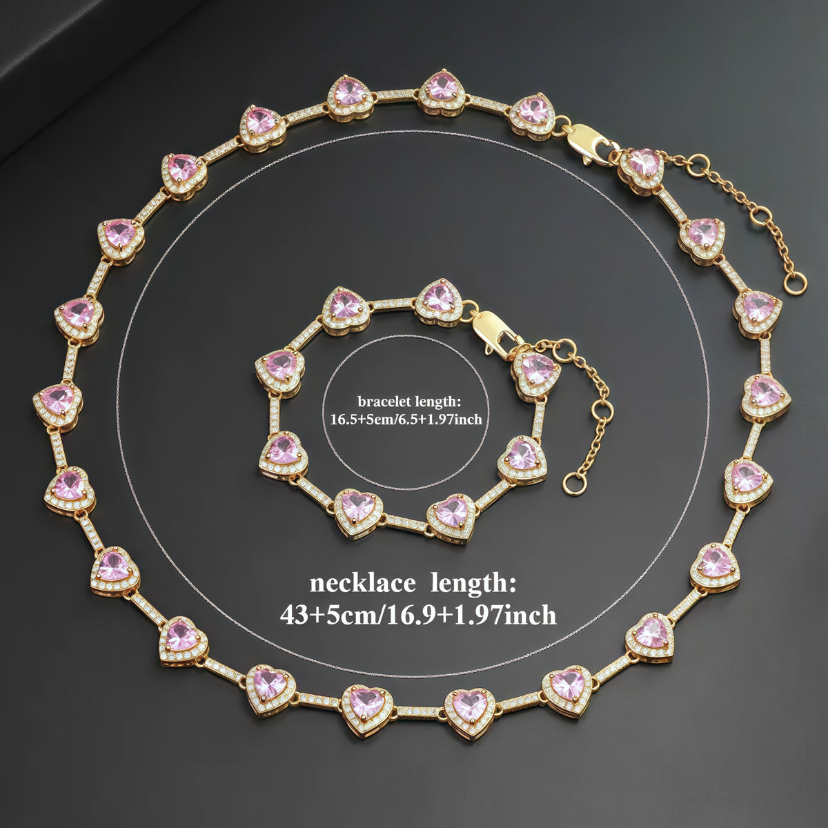 Colorful Heart Crystal Zirconia Necklace