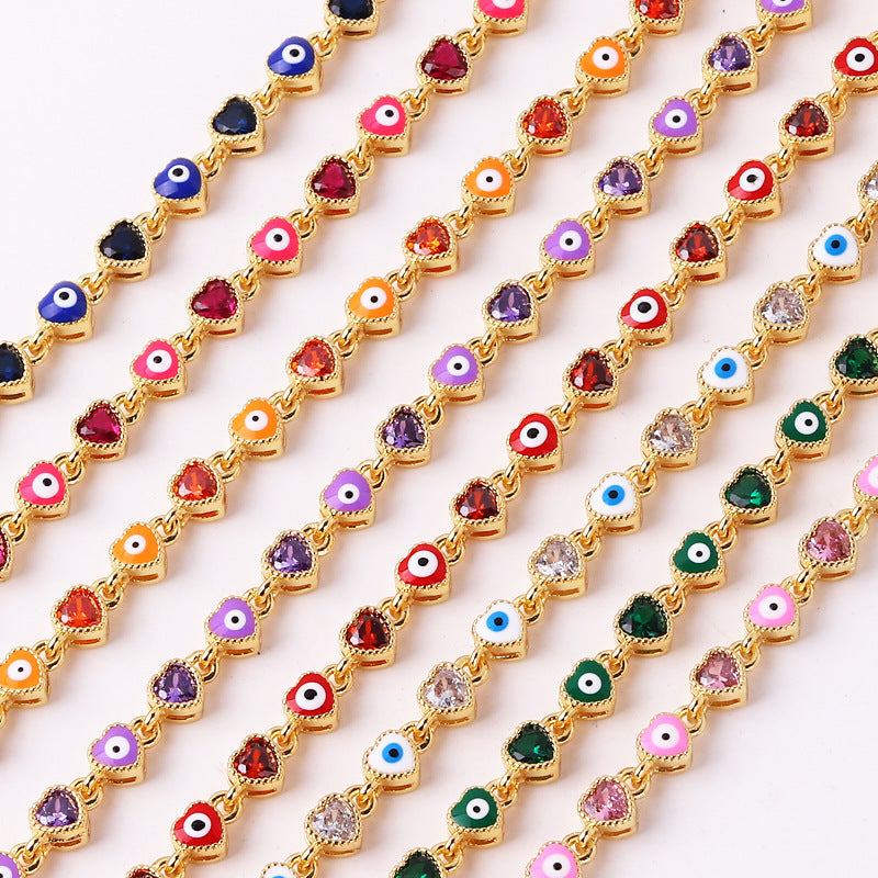 Lucky Protection Amulet Heart Evil Eye Colorful Gema Bracelet