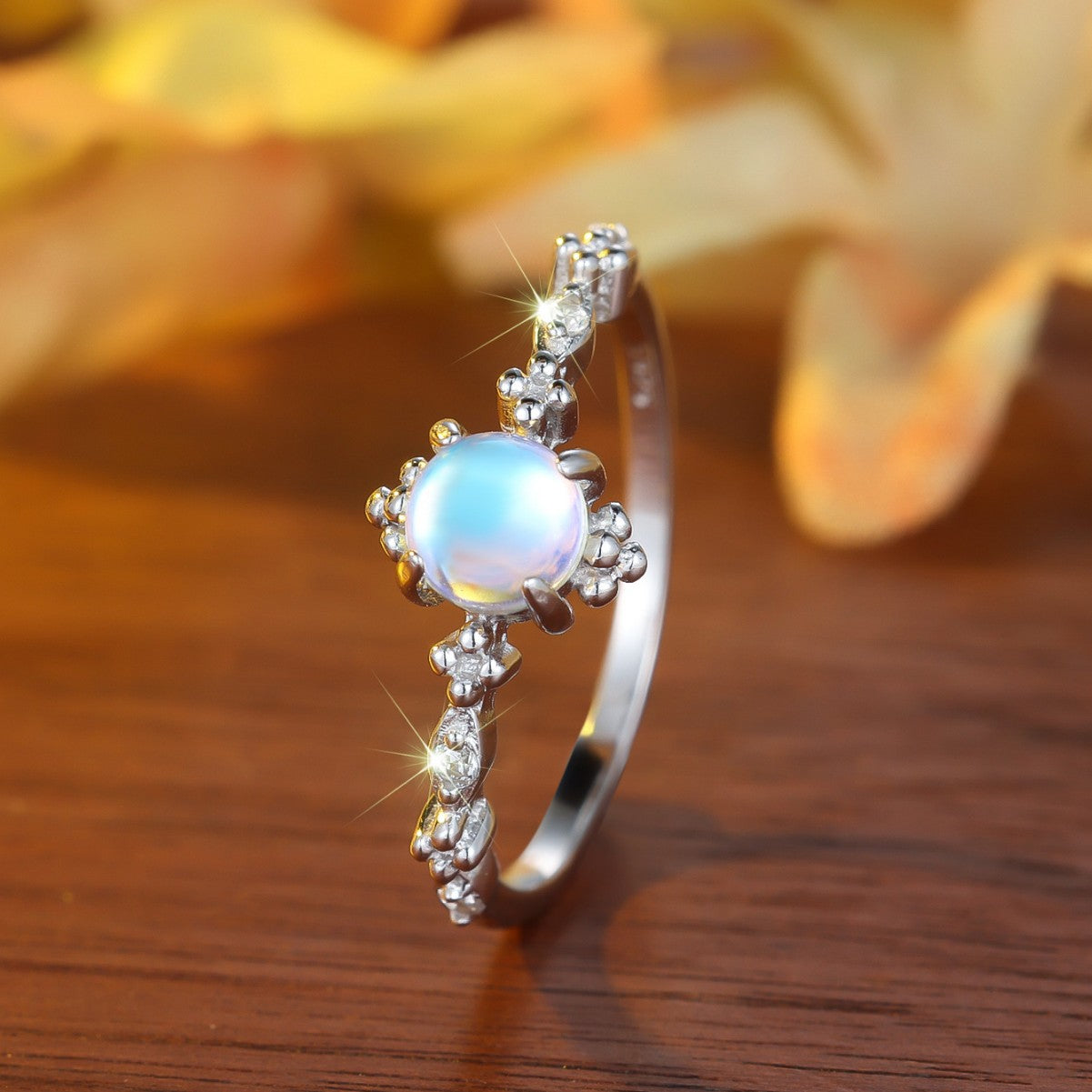 Gold-Plated Moonstone Open Ring