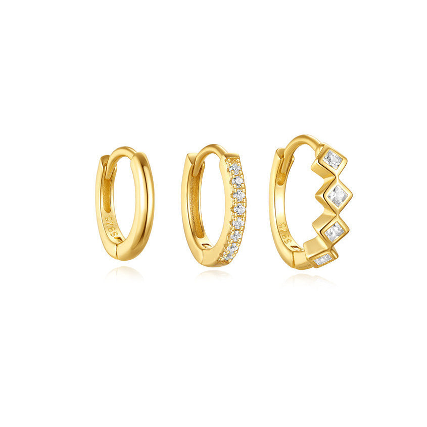 3-Pair Stacking Hoop Earrings Set