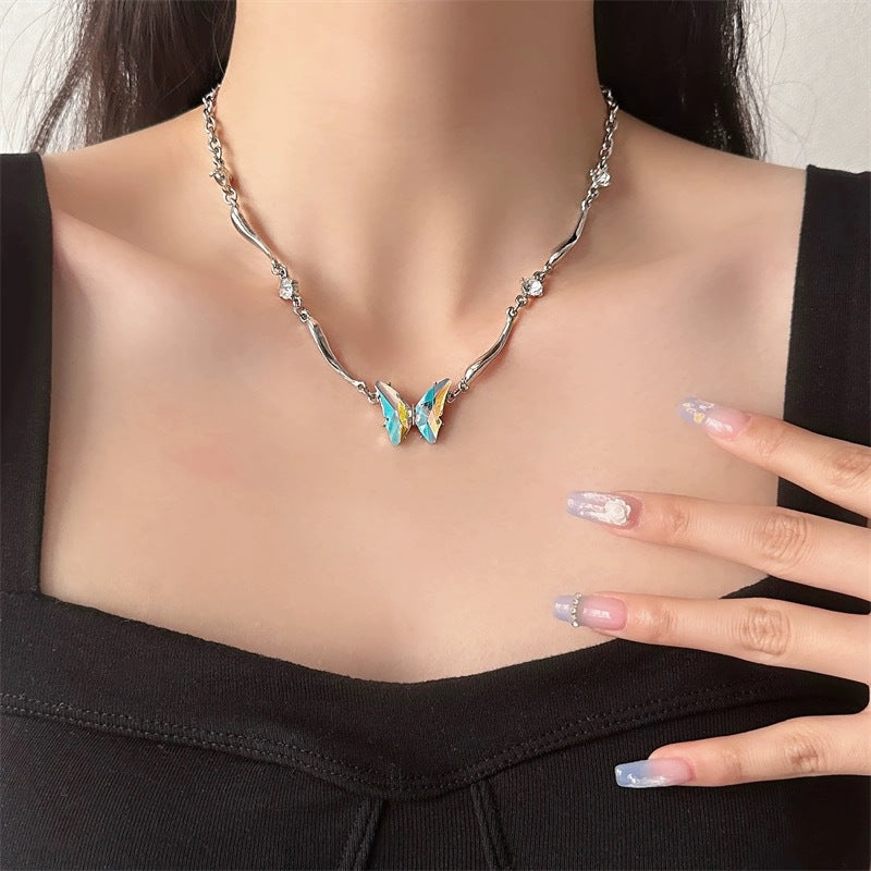 Colorful Zircon Butterfly Choker Necklace