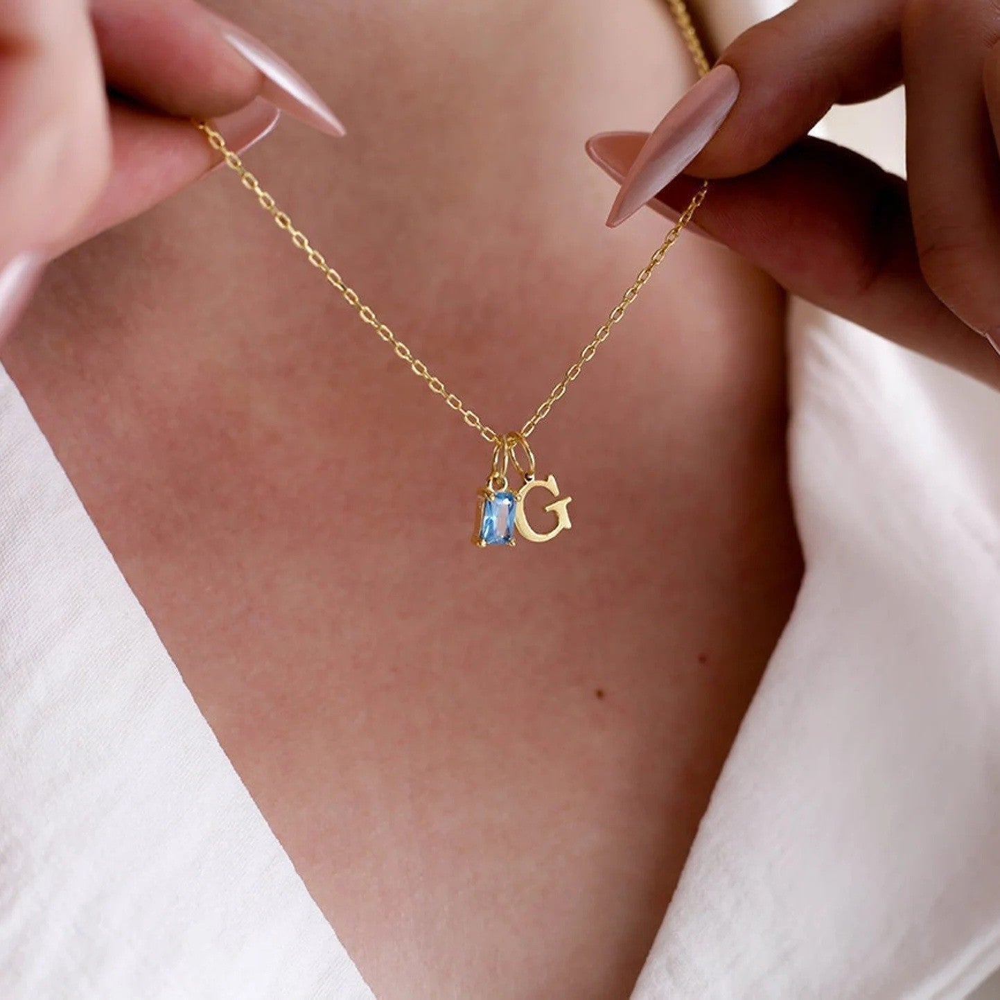 Personalized Initial & Birthstone Necklace