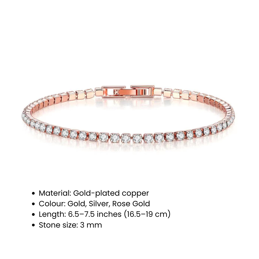 3 mm Cubic Zirconia Tennis Bracelet