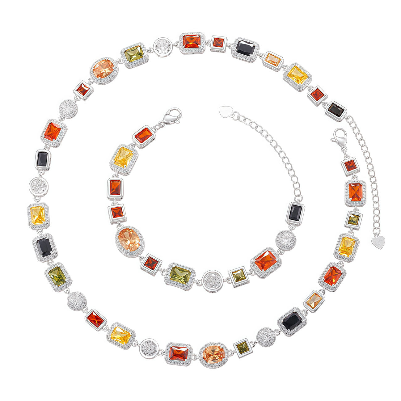 Colorful Square Crystal Zirconia Necklace