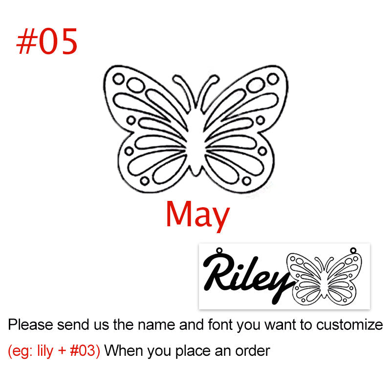 Personalized Name 12-Month Butterfly Necklace