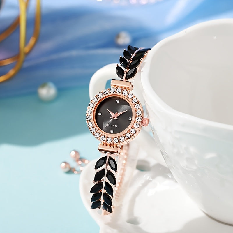 Sparkling Leaf Bracelet Watch