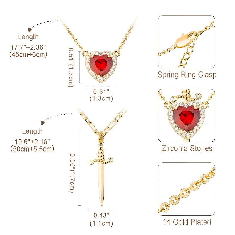 Heart & Dagger 2-Piece Necklace