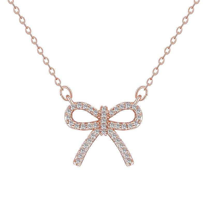 Sparkly Bow Pendant Necklace