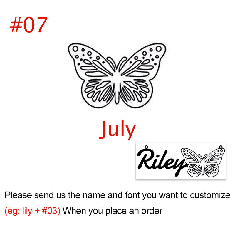 Personalized Name 12-Month Butterfly Necklace