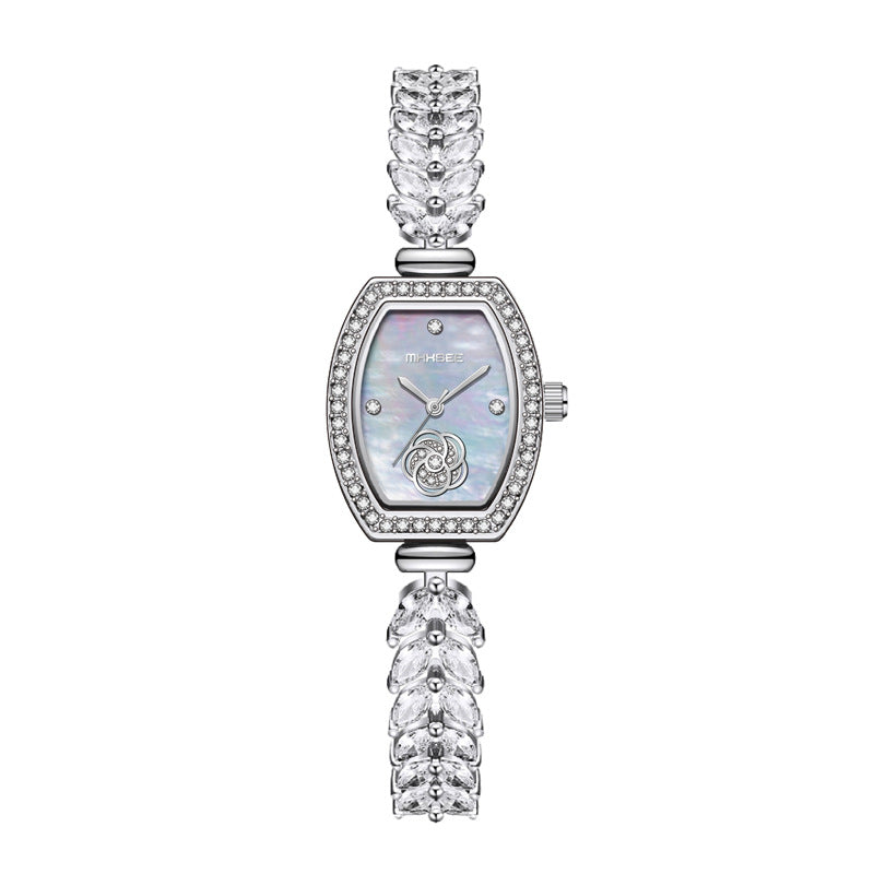 Water-Resistant Camellia Crystal Watch