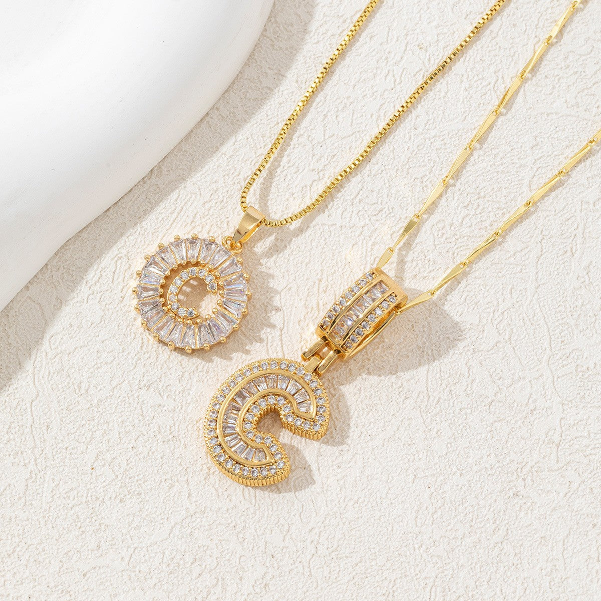 2-Pack Cubic Zirconia Initial Necklaces
