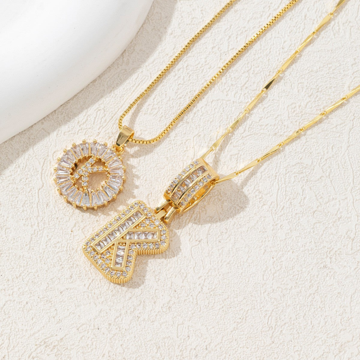 2-Pack Cubic Zirconia Initial Necklaces