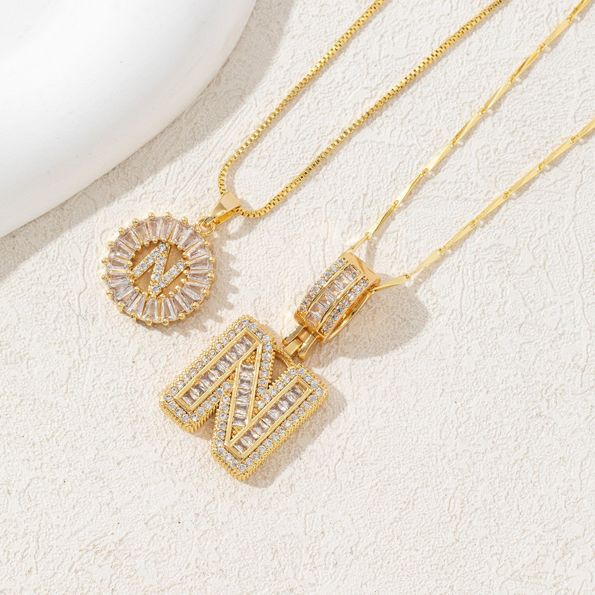 2-Pack Cubic Zirconia Initial Necklaces