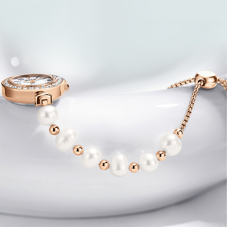 Elegant Pearl Bracelet Watch with MOP Dial