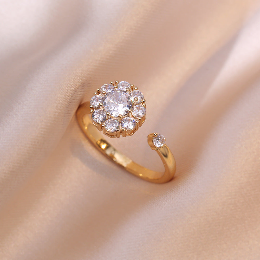 Sparkling Spinning CZ Stone Open Ring