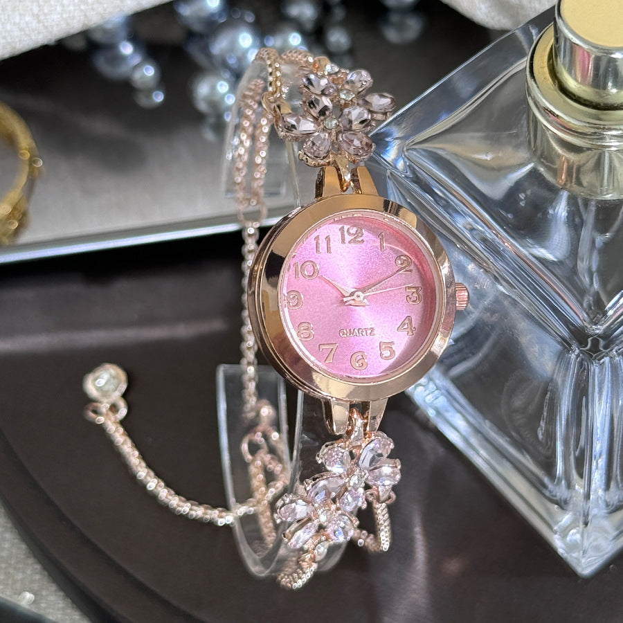 Elegant Crystal Floral Bracelet Watch