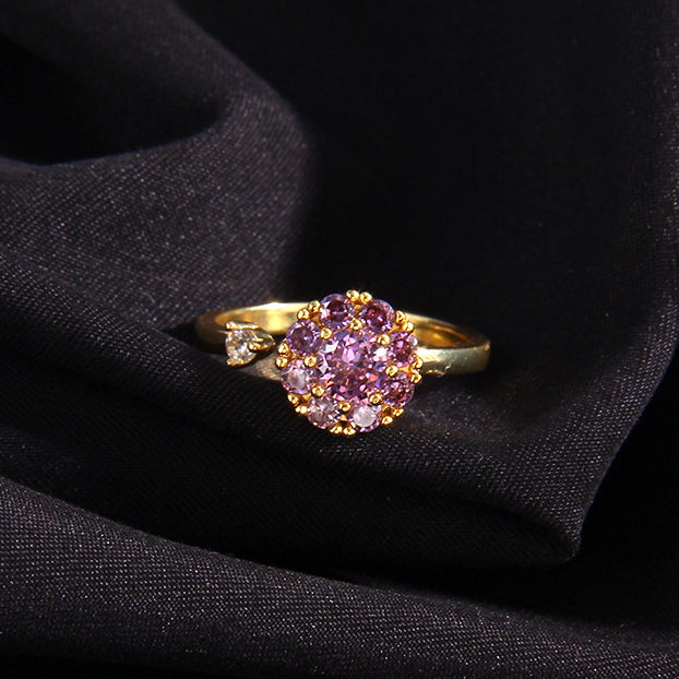 Sparkling Spinning CZ Stone Open Ring