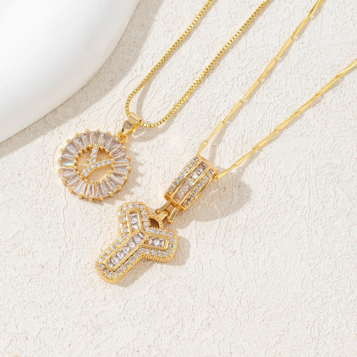 2-Pack Cubic Zirconia Initial Necklaces