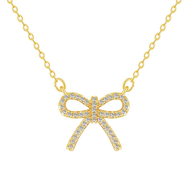 Sparkly Bow Pendant Necklace